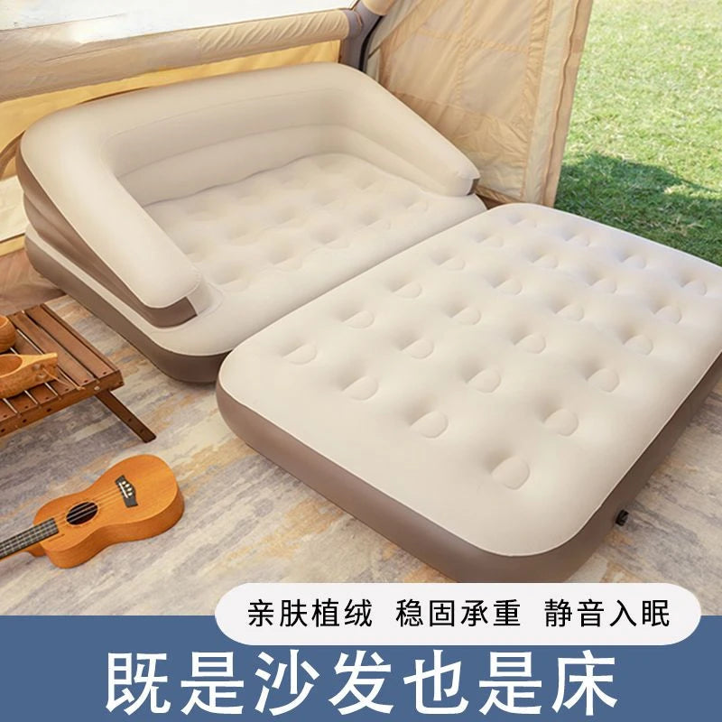 Inflatable Bed Double Person Inflatable Air Lazy Sofa Outdoor Portable Foldable Camping Couple Rear Exhaust Cushion Bed Couch