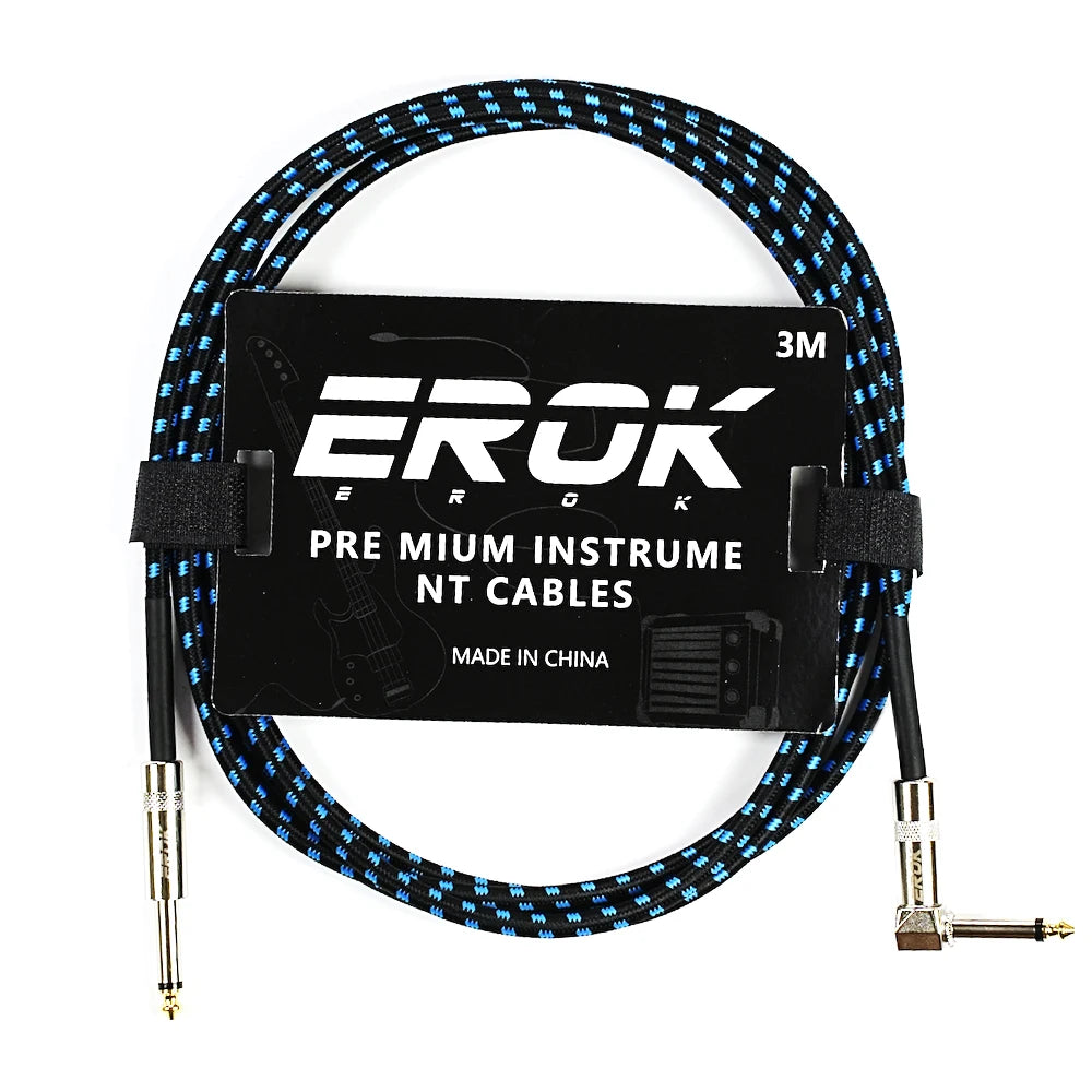 EROK 1.5/3/6/10M  Universal Anti-Noise Braided Guitar Audio Cables Line 6.35mm - Male to Male | Line Pedal Guitar Bass