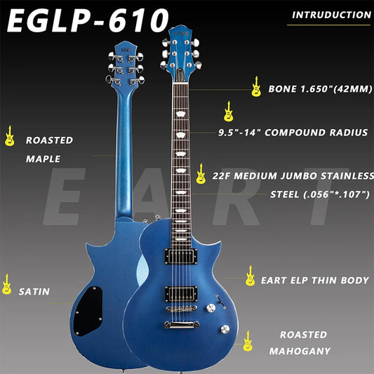 EART Electric Guitar EGLP-610 Roasted Mahogany Body Wood Set In Joint Stainless Steel 22F  India Rosewood Fingerboard Guitar