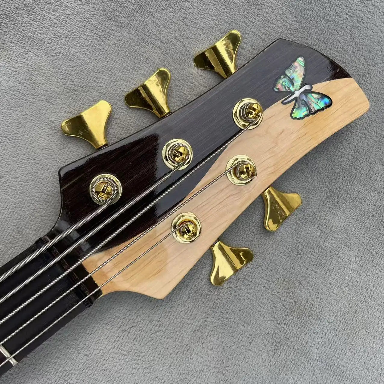 Classic yin-yang Butterfly style natural wood color 5-chord Electric Bass Guitar