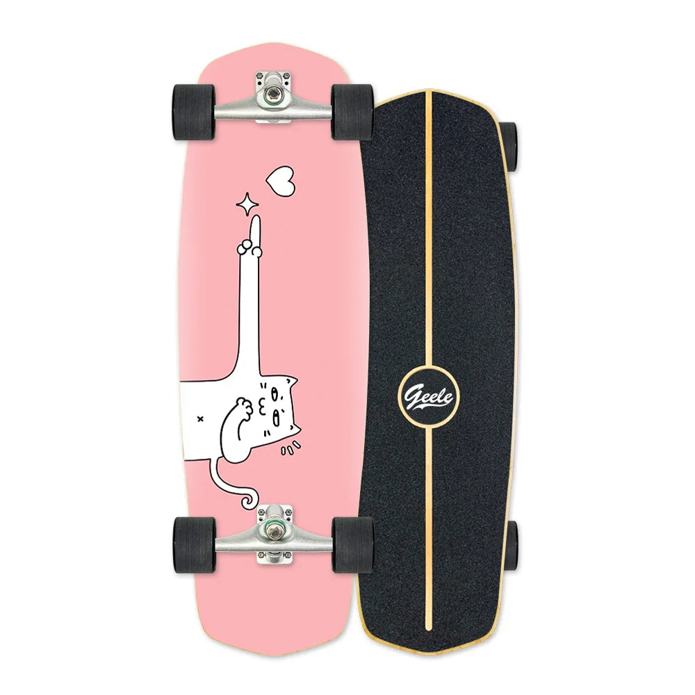 CX4 Land Surfboard Surfskate, Pedal-Free Surf Training Skateboard for Beginners