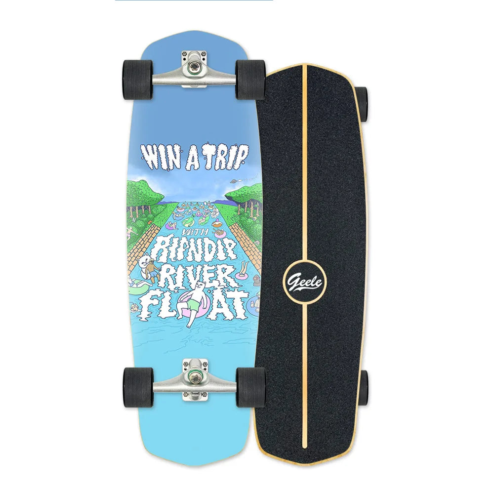 CX4 Land Surfboard Surfskate, Pedal-Free Surf Training Skateboard for Beginners
