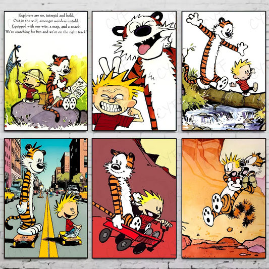Anime Calvin & Hobbes Poster Wall Art