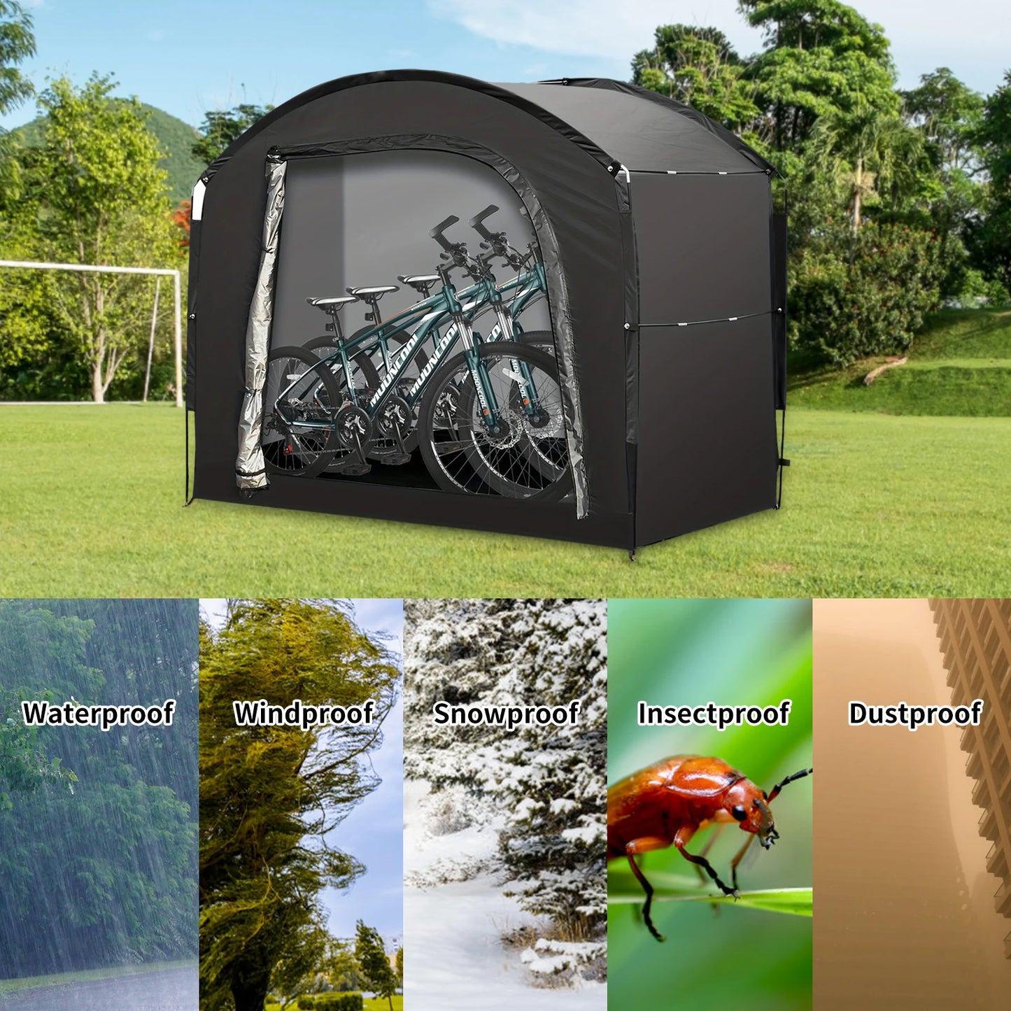 Portable Outdoor Bike Storage Shed Tent for 1-4 Bikes