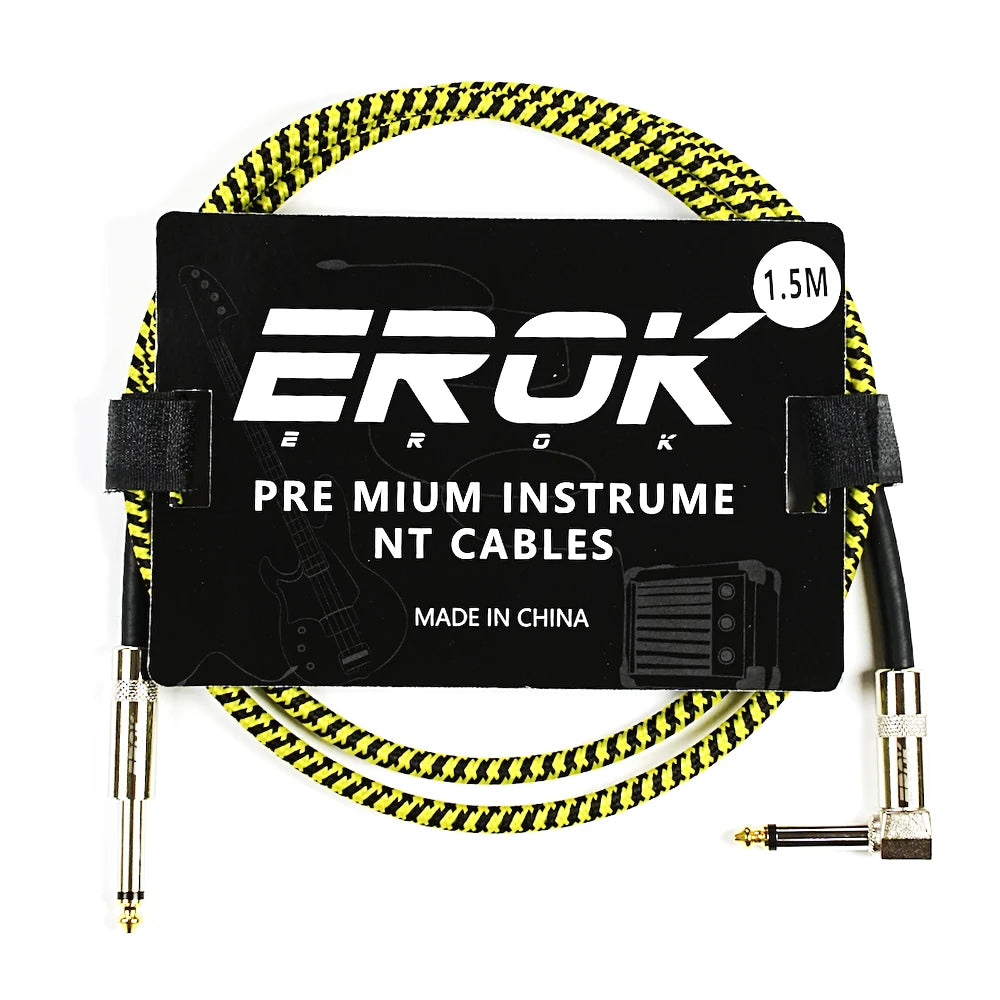 EROK 1.5/3/6/10M  Universal Anti-Noise Braided Guitar Audio Cables Line 6.35mm - Male to Male | Line Pedal Guitar Bass
