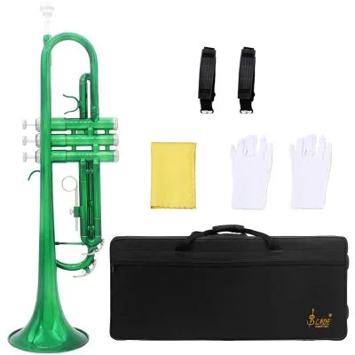 SLADE Trumpet Bb B Flat Trumpet Brass Multicolor Classic Material Monel Piston Professional Wind Instrument With Accessories