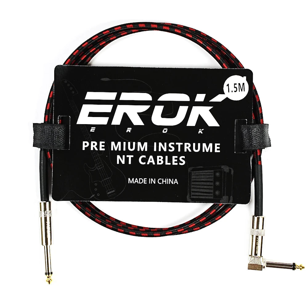 EROK 1.5/3/6/10M  Universal Anti-Noise Braided Guitar Audio Cables Line 6.35mm - Male to Male | Line Pedal Guitar Bass