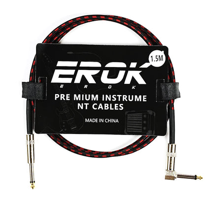EROK 1.5/3/6/10M  Universal Anti-Noise Braided Guitar Audio Cables Line 6.35mm - Male to Male | Line Pedal Guitar Bass