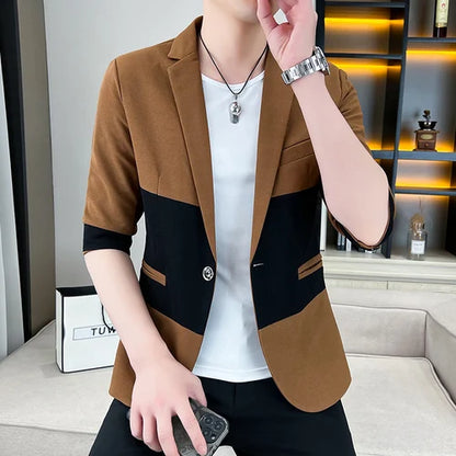 Men's Patchwork Suit Blazer