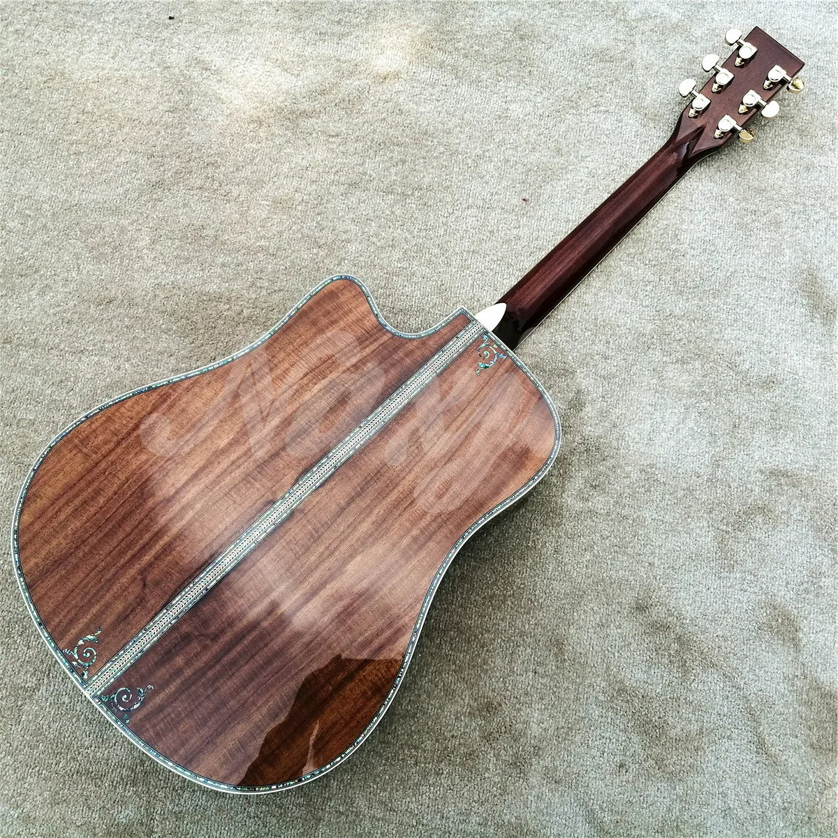 41" Abalone Tree Of Life Ebony Fingerboard Acoustic Guitar