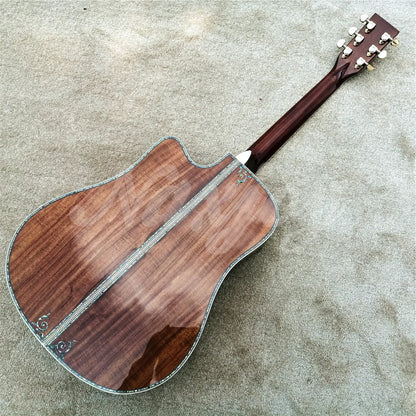 41" Abalone Tree Of Life Ebony Fingerboard Acoustic Guitar