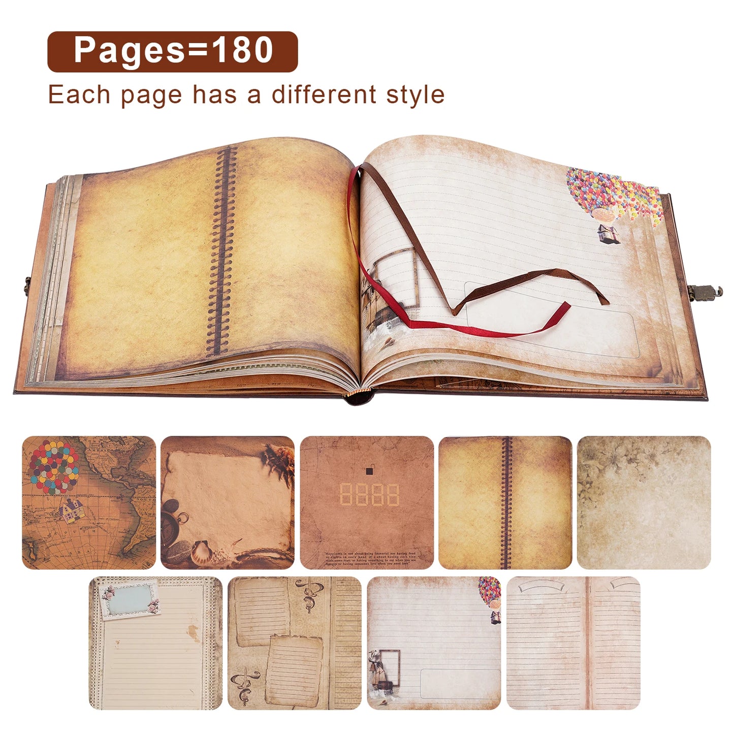 DIY Our Adventure Book Leather Photo Album - 180 Pages