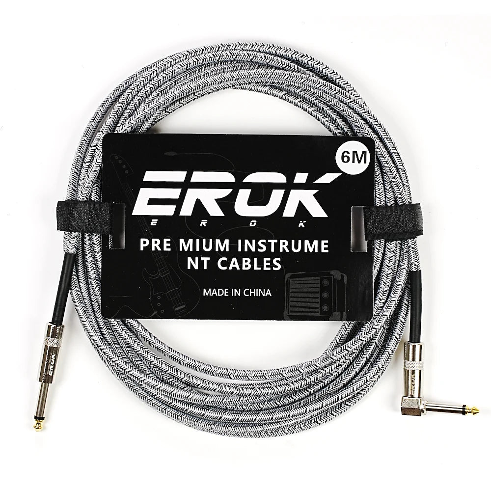 EROK 1.5/3/6/10M  Universal Anti-Noise Braided Guitar Audio Cables Line 6.35mm - Male to Male | Line Pedal Guitar Bass