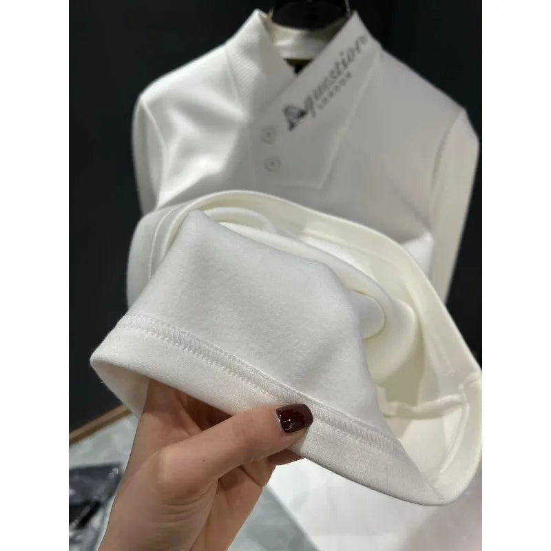 Fashionable Autumn and Winter Casual Simple and Versatile Half-high Neck Long-sleeved Base Shirt
