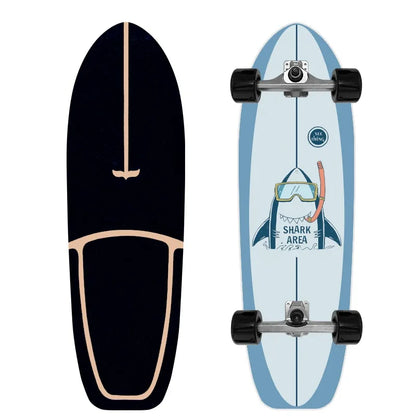 Maple Surfskate Longboard, Single Kick Carving Cruiser for Pumping & Street Riding