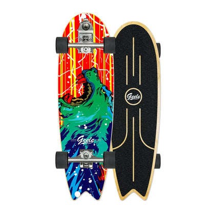 V7 33-Inch Surfskate Longboard, No-Push Fish Tail Pumping Board for Adults