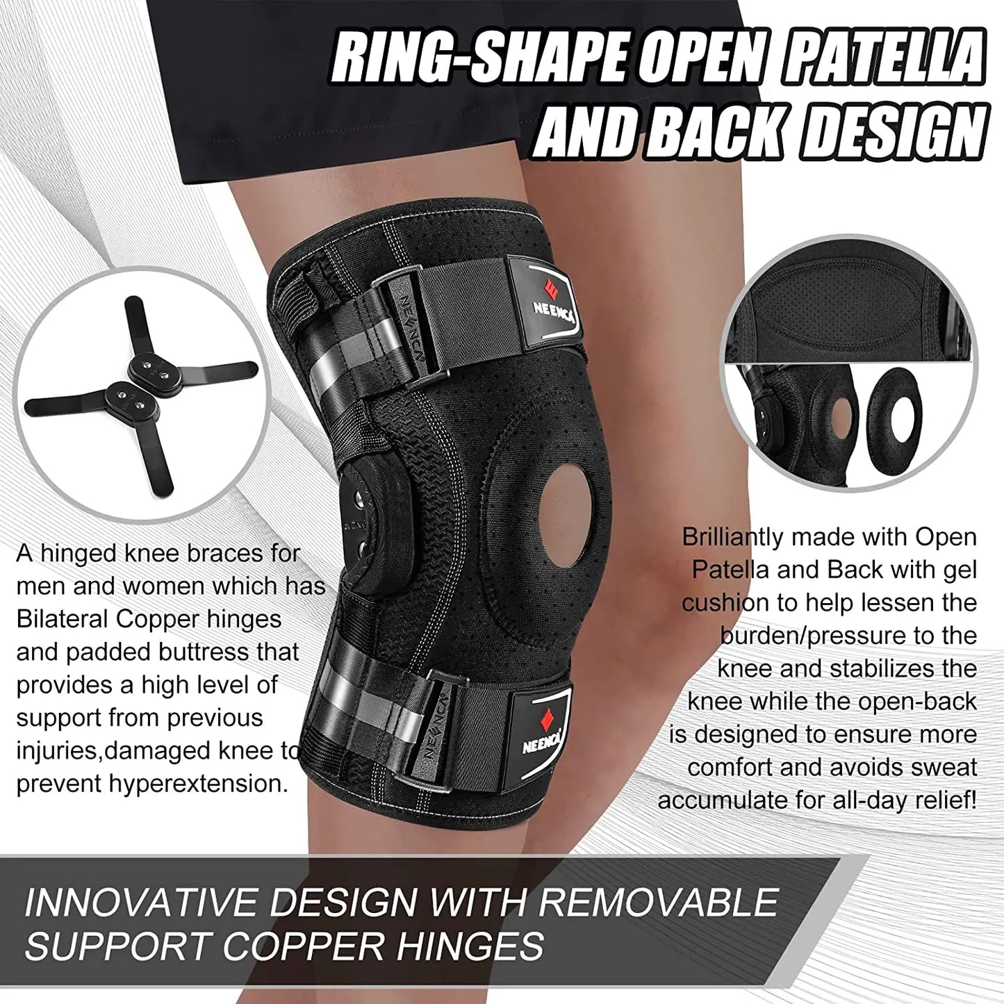 Knee Support with Side Stabilizers | Joint Pain/Relief Arthritis/Meniscus/Tear ACL PCL