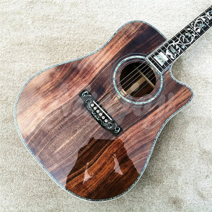 41" Abalone Tree Of Life Ebony Fingerboard Acoustic Guitar