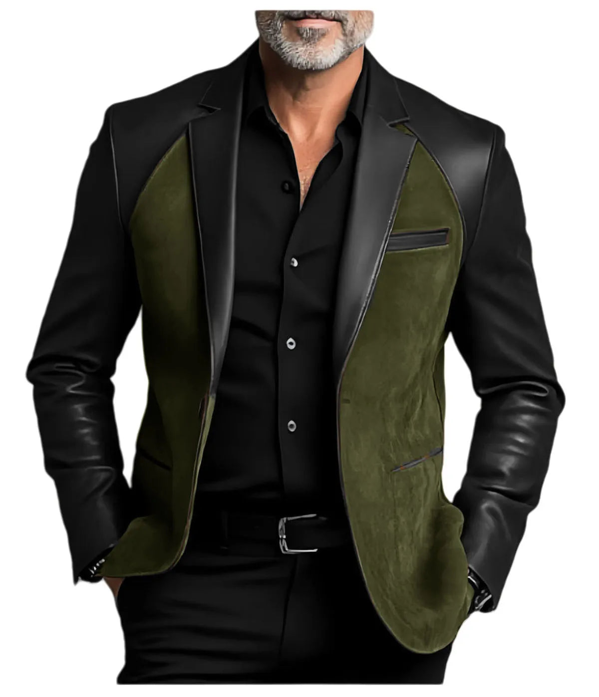 Men's  Designer Splicing Classic PU Suit Coat