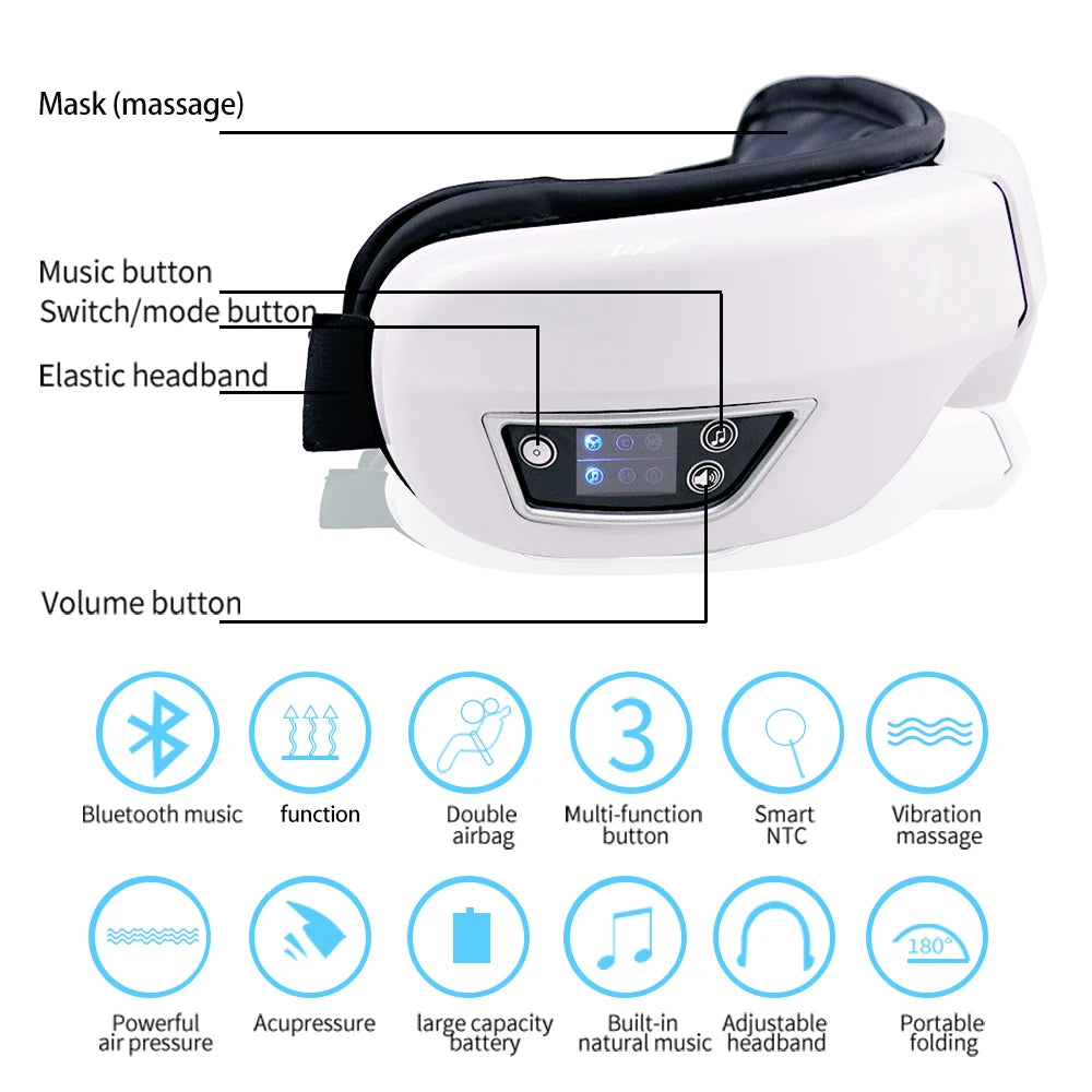 6D Smart Eye Massager Glasses with Bluetooth Music
