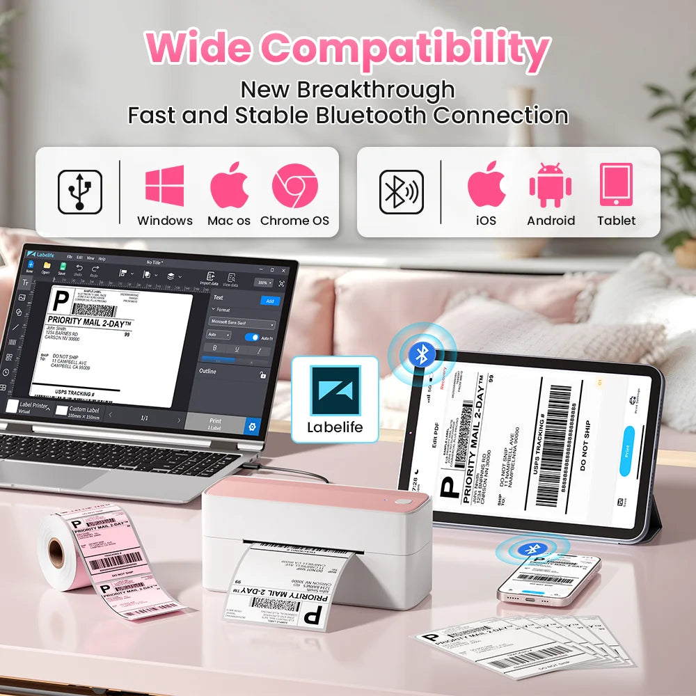 Wireless Small 4x6 Shipping Label Printer | Bluetooth