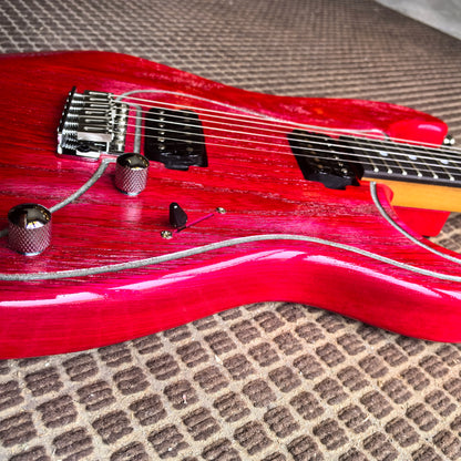 Red Hickory Wood Grain, dual pickups, 22 Fret Maple Neck 22 fret. Electric Guitar