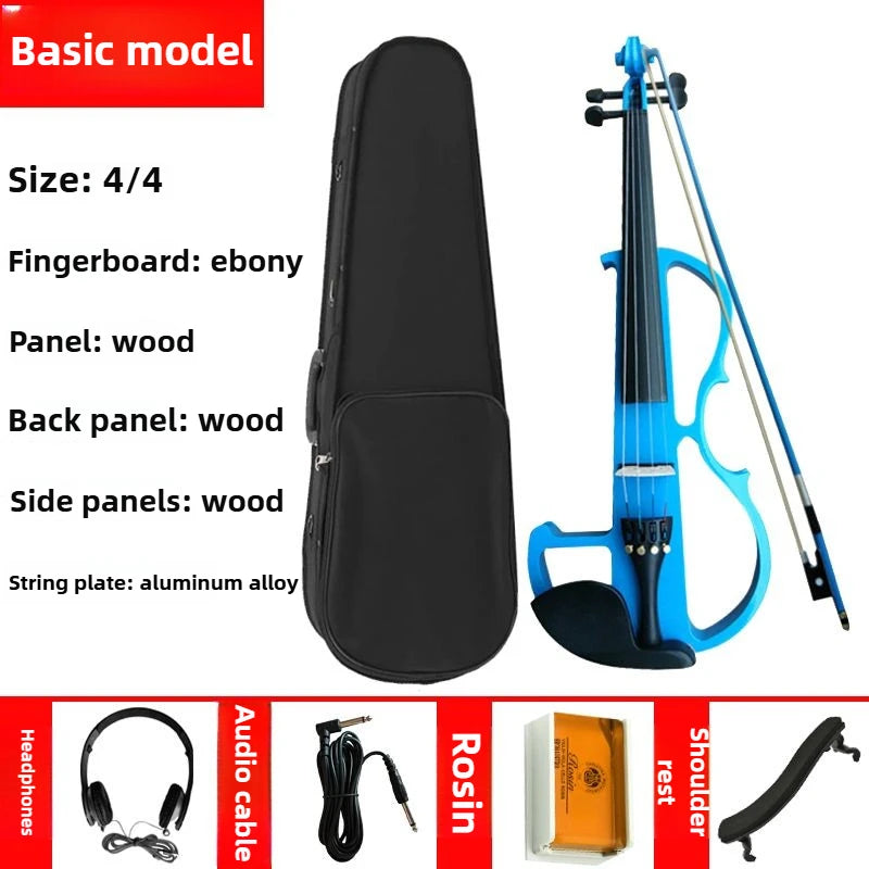 4/4 Wooden Electronic Violin Beginners Practice Electric Violin Children Professional Performance Electric Instrument