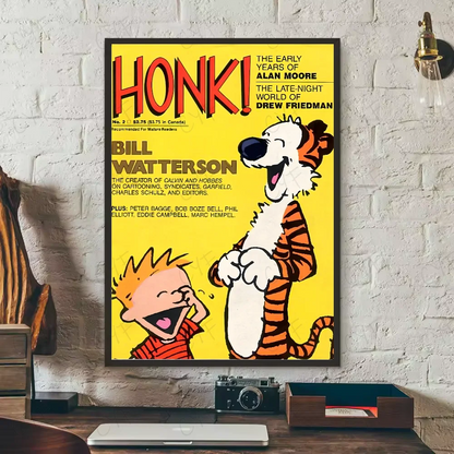 Calvin and H-Hobbes Cartoon Poster