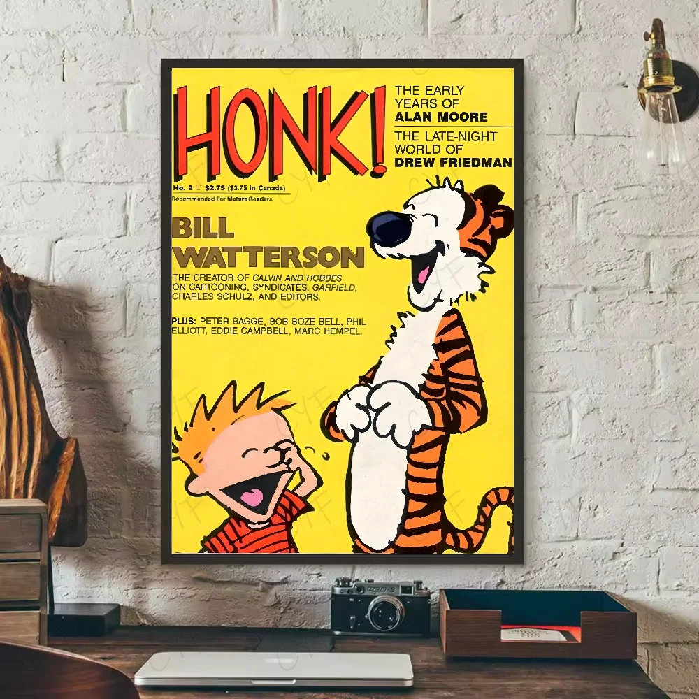 Calvin and H-Hobbes Cartoon Poster