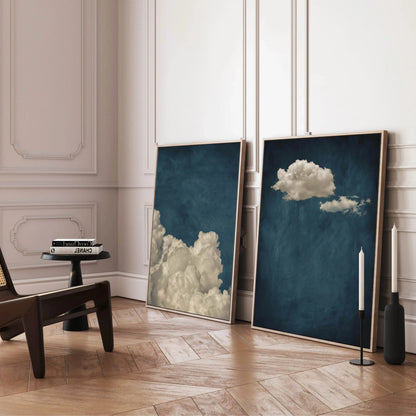 Minimalist Blue Cloud Canvas Poster Wall Art