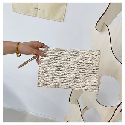 Women's Straw Clutch Wallet Purse