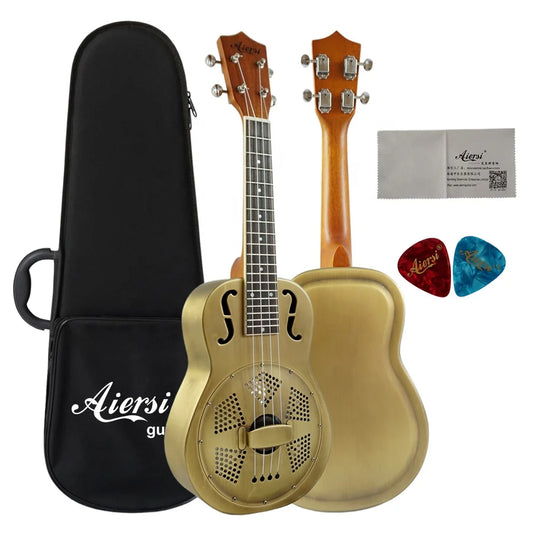 Wholesale Price F Hole 24 Inch Concert Ukulele Metal Body Resonator Ukelele Hawaii