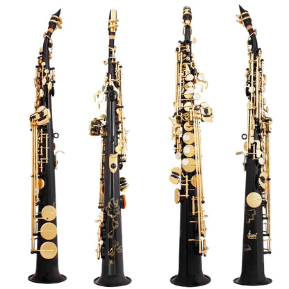 SLADE Soprano Saxophone -  Bb/B Flat Natural Body Carved Design with Shoulder Case