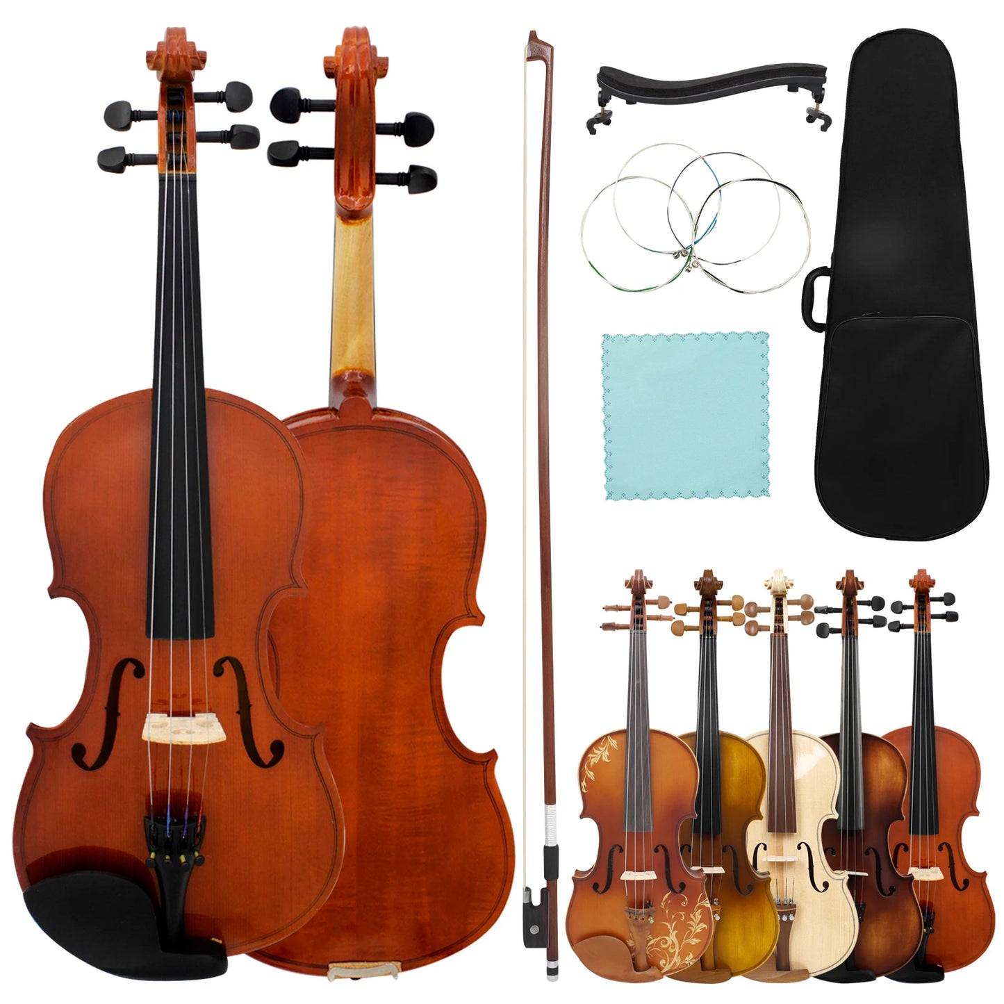 IRIN Violin 4/4 Acoustic Violin Spruce Solid Wood Fiddle with Case Bow Strings Shoulder Rest Cloth Violin Accessories