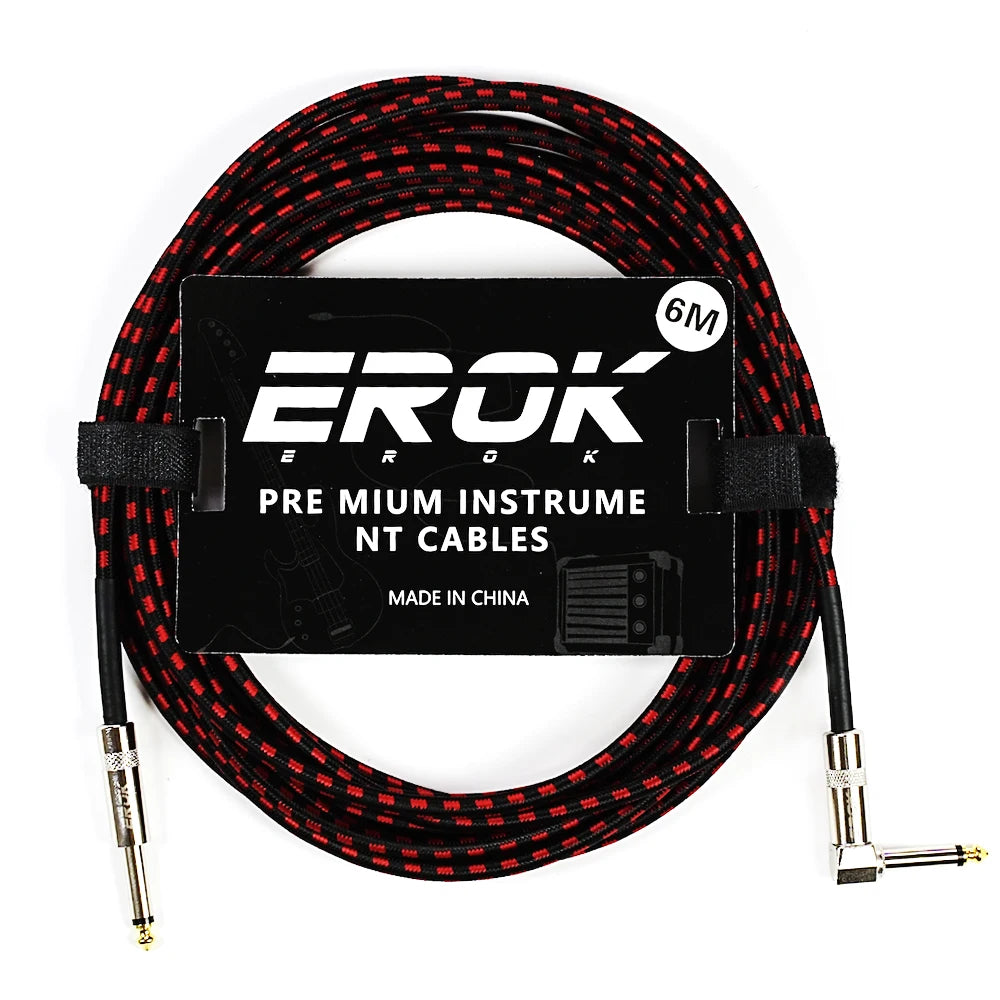 EROK 1.5/3/6/10M  Universal Anti-Noise Braided Guitar Audio Cables Line 6.35mm - Male to Male | Line Pedal Guitar Bass