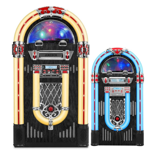 Full Size Large Retro with Light Emitting Diode Colorful Lights CD BT Turntable Player Music Combination Digital Jukebox