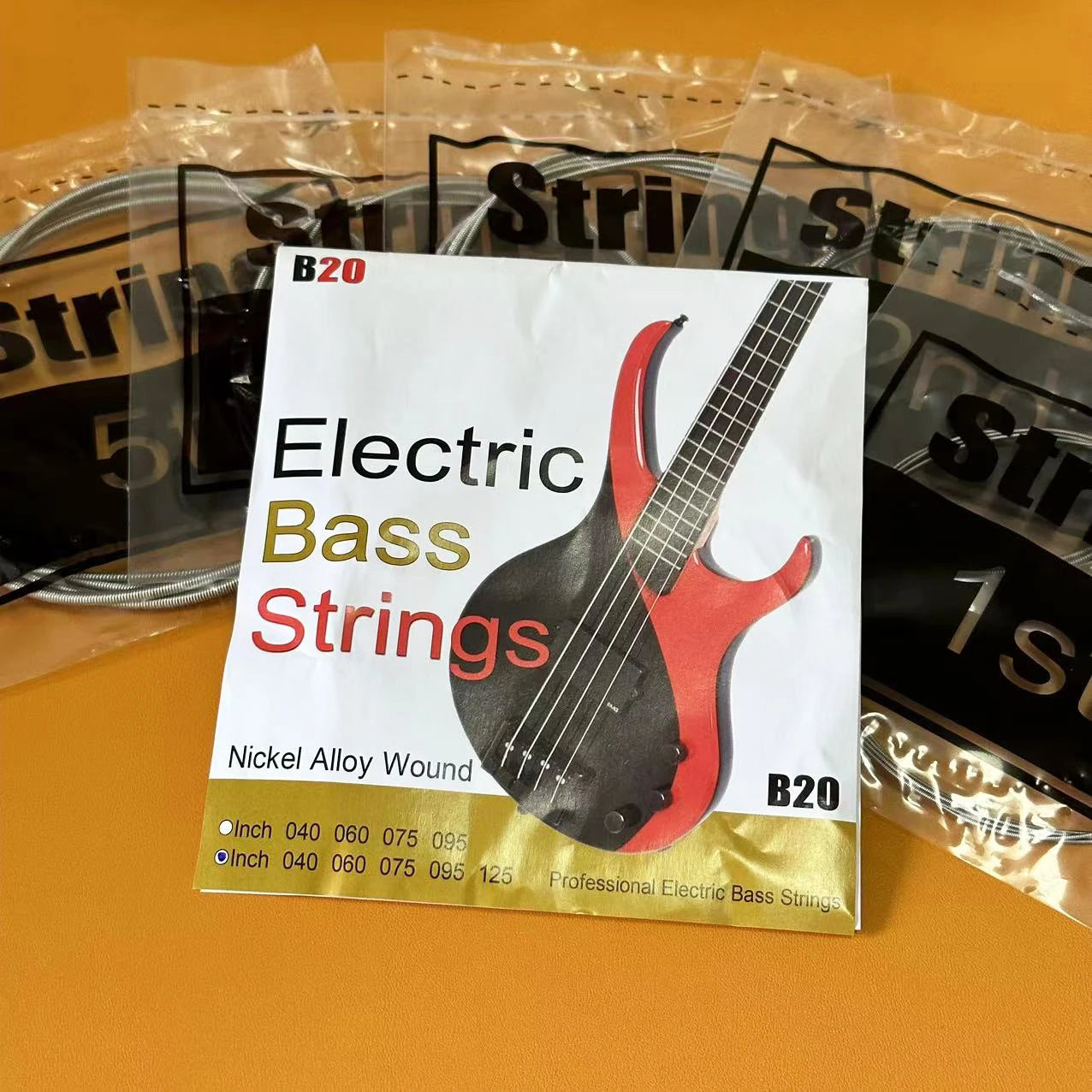 B20 Nickel Alloy Wound Electric Bass Strings Set - (40-95/40-125)