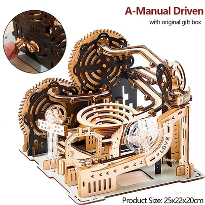3D Wooden Puzzle Marble Run Set DIY Assembly Building Model Kit STEAM Engine Educational Toys for Adult Kids Birthday Gifts