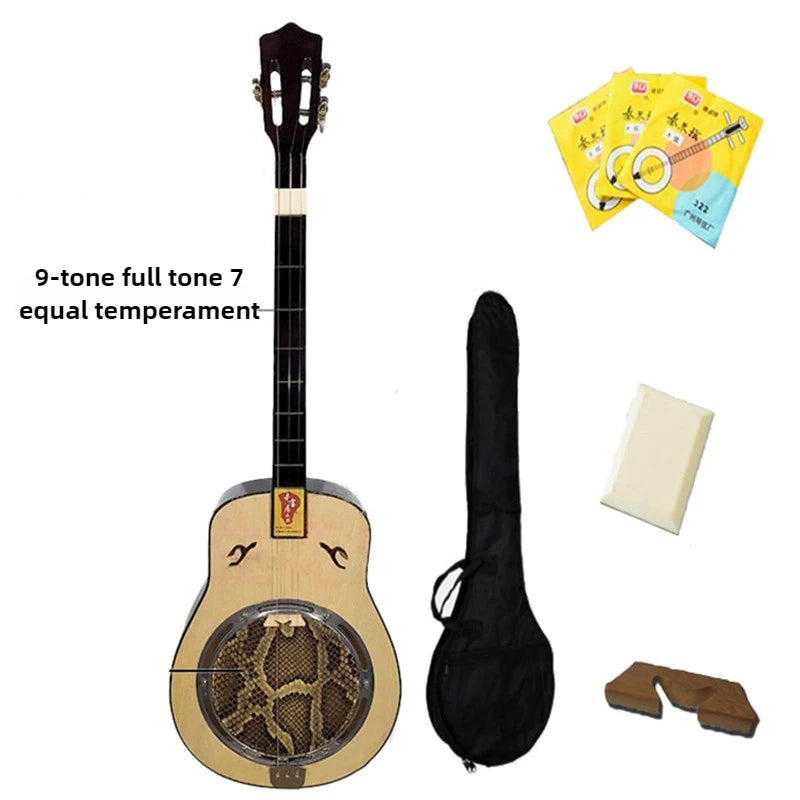 3 Strings Wood Sanxian Whole Tone Semitone  - Chinese Traditional Stringed Instruments /Ethnic Plucked Playing QinQin for Beginner