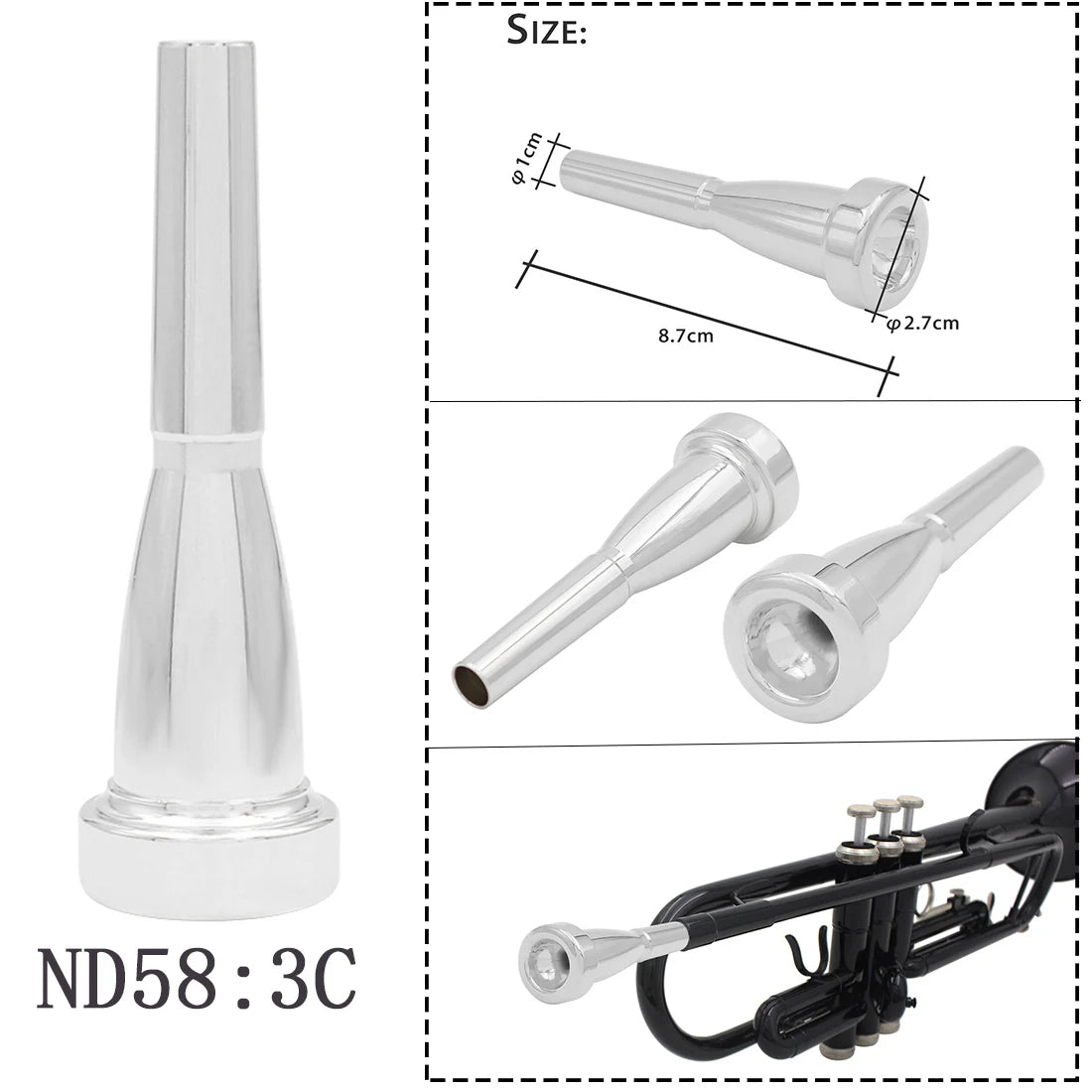 SLADE Brass Instrument Trumpet Mouthpiece Multiple Choice Options Available for Trumpet/Youth Trumpet/Horn/Cornet/Trombone
