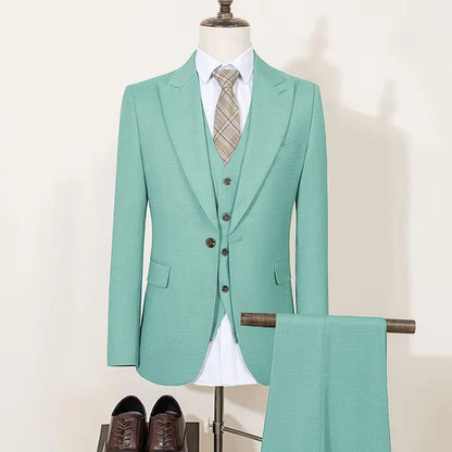 High Quality Men's Suit Spring Autumn Slim Fit Formal Wedding Business Office Men's Blazers（jacket+Vest+Pants）Groom's Tuxedos
