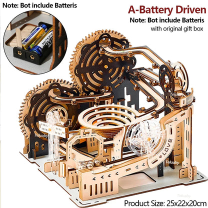 3D Wooden Puzzle Marble Run Set DIY Assembly Building Model Kit STEAM Engine Educational Toys for Adult Kids Birthday Gifts