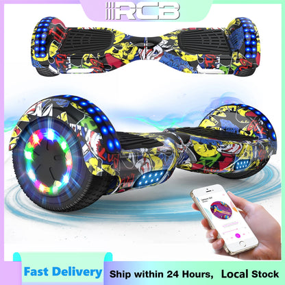 RCB 6.5" Two Wheel Hoverboard with Bluetooth Speaker And LED Light