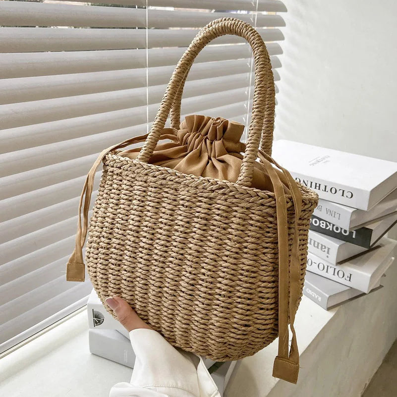 Women's Rattan Basket Beach Bag