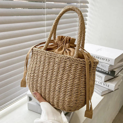 Women's Rattan Basket Beach Bag