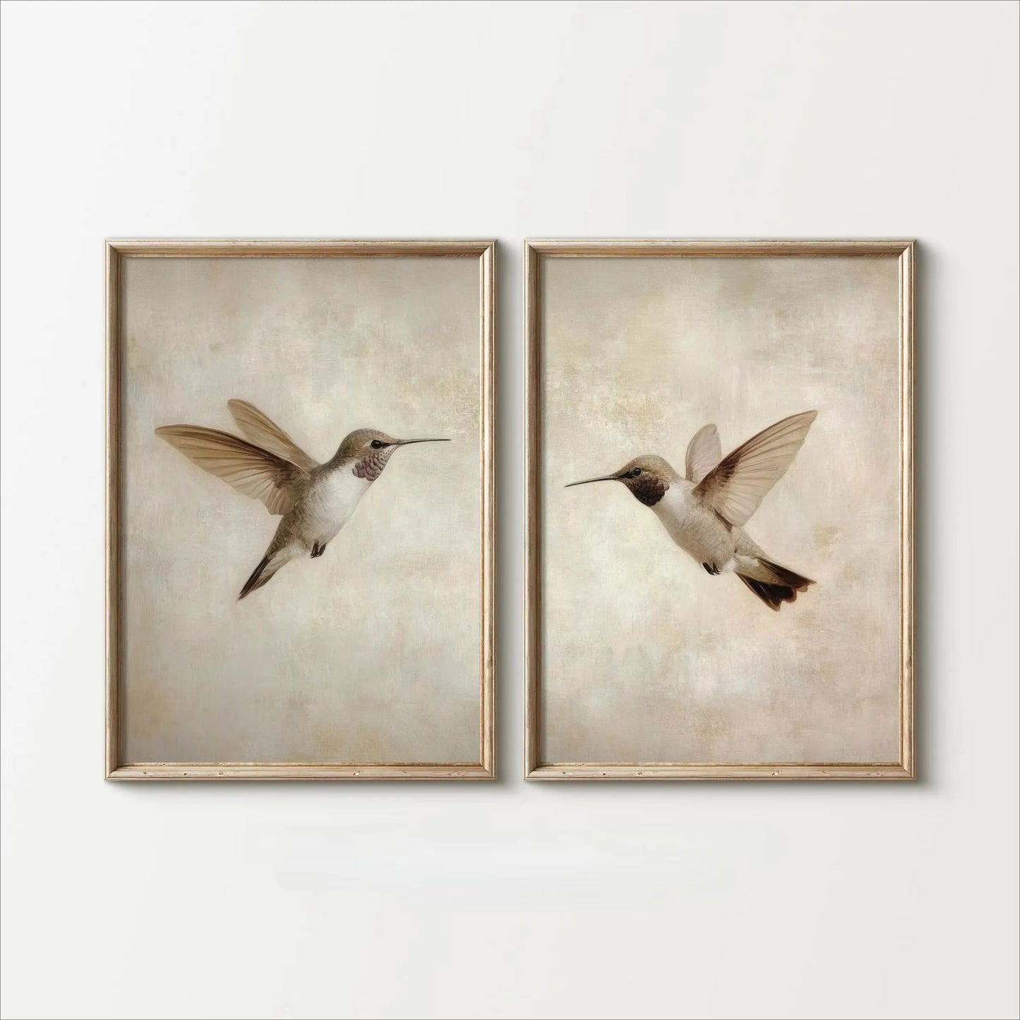 Retro Hummingbird Canvas Prints - 2pcs/set