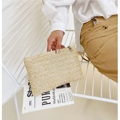 Women's Straw Clutch Wallet Purse
