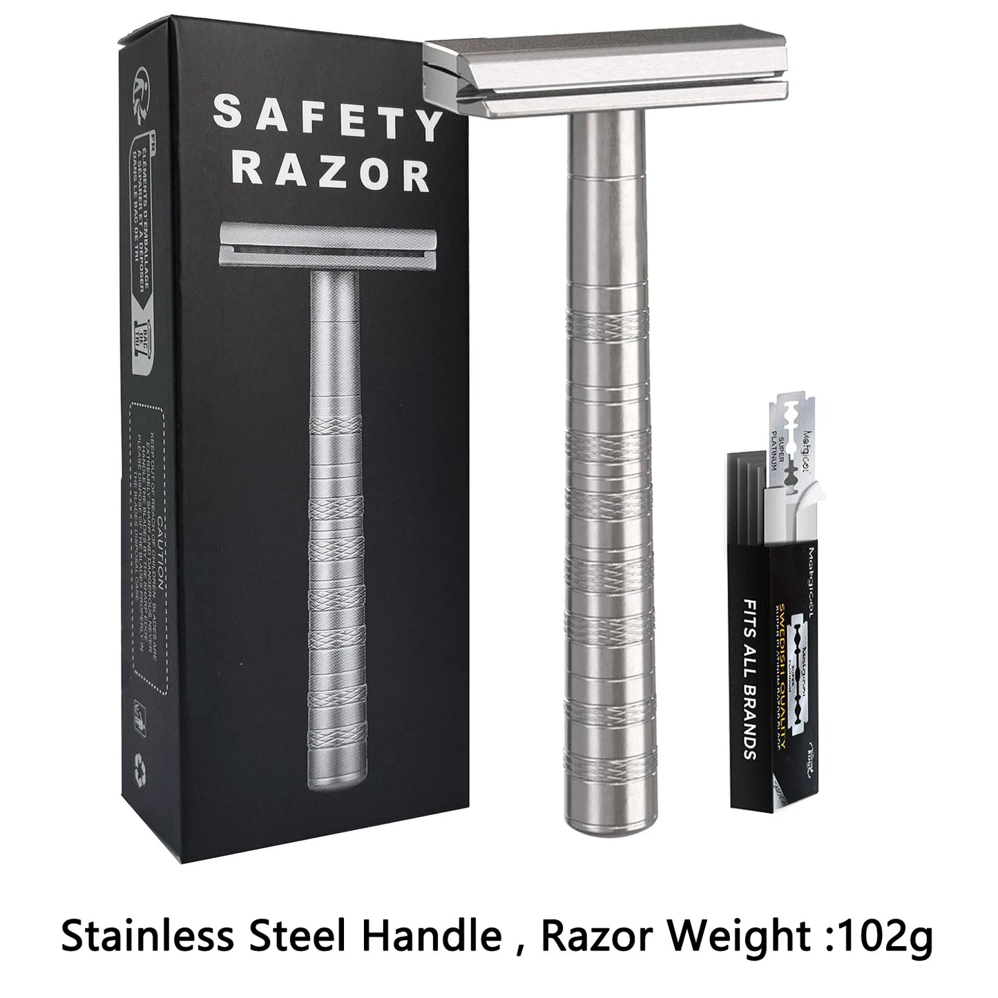 30° Angled Precision Double Edge Safety Razor with 5 Spare Blades