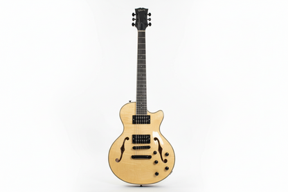 Semi-Hollow Body 7 String Electric Guitar – Flame Maple Veneer, F Holes, Maple Neck, 22 Frets, Vintage Sunburst Finish