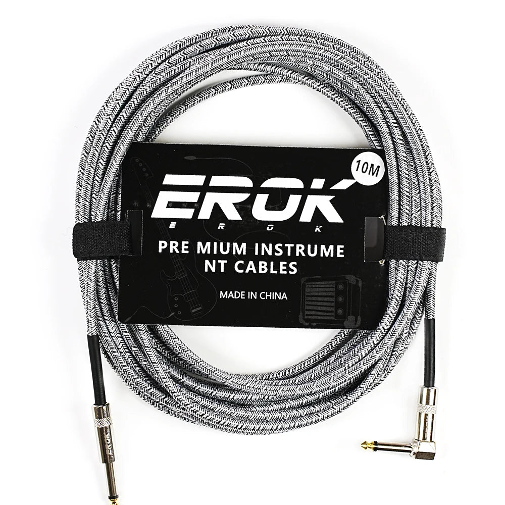 EROK 1.5/3/6/10M  Universal Anti-Noise Braided Guitar Audio Cables Line 6.35mm - Male to Male | Line Pedal Guitar Bass